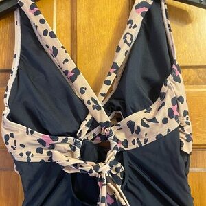Leopard Print Black Swimsuit